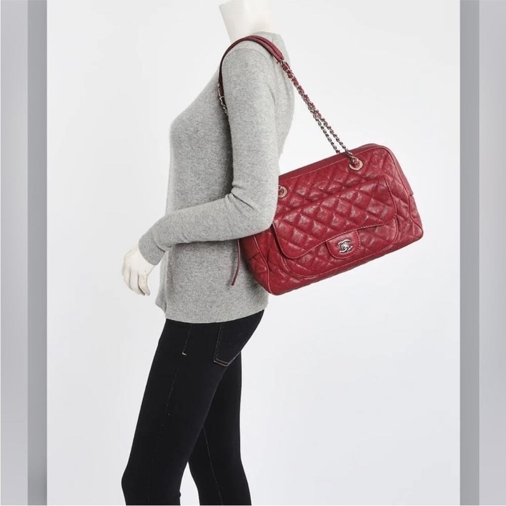 CHANEL Caviar quilted Leather Paradoxal Large flap pocket red Camera Bag